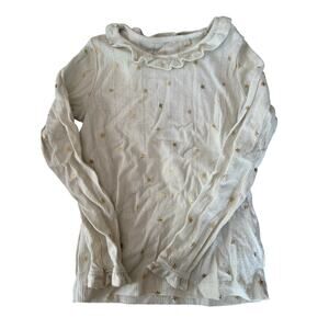 Mini Boden white pointelle with stars shirt size 7/8